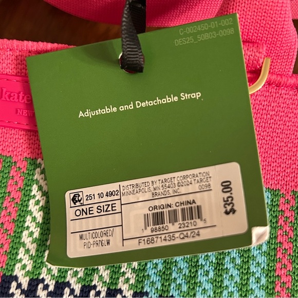 Pink Plaid Knit Kate Spade x Target Crossbody Bag, NWT, Detachable Strap - Picture 7 of 7